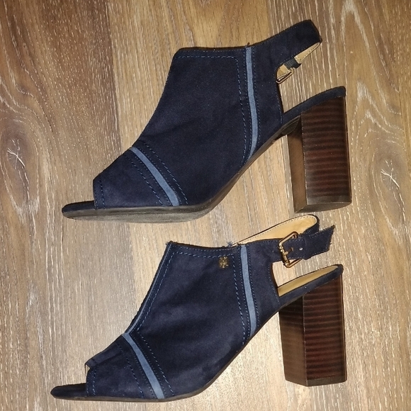 Tommy Hilfiger Blue Slingback Heels Asymmetrical Design - Picture 6 of 7